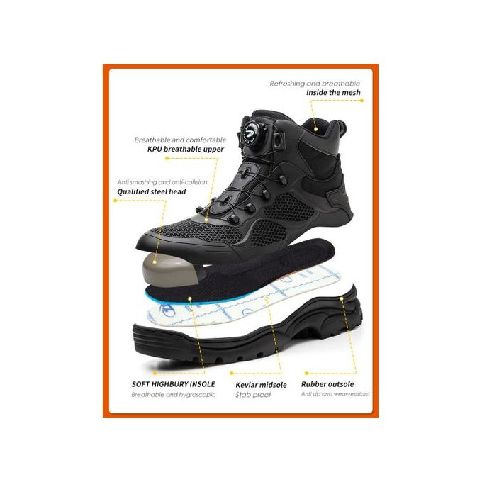 Quality Safety Shoes Steel Toe Work Boots Fabric High-Top