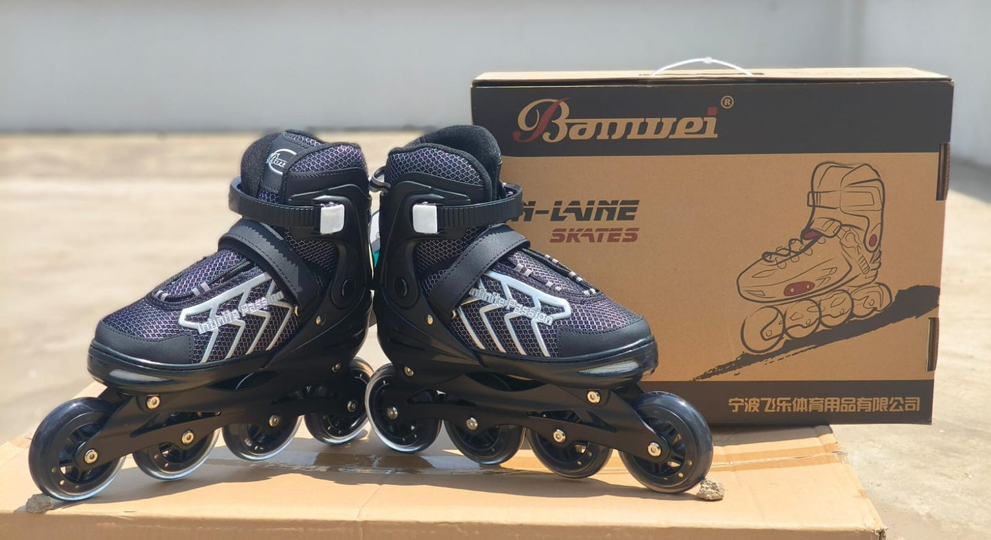Adjustable Black Speed Roller Skates Shoes