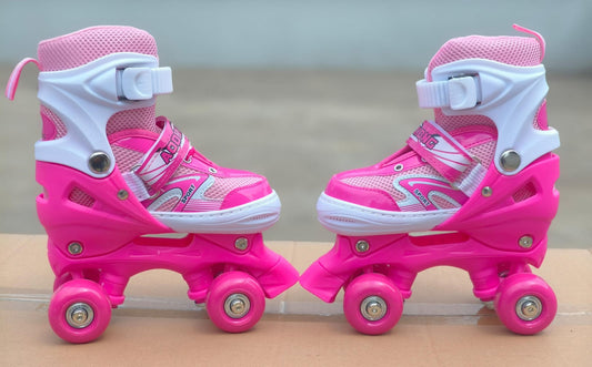 Pink Kids Skates Children Roller Skates Skating Shoes Sliding Adjustable Quad Sneakers 4 Wheels 2 Row Line Outdoor