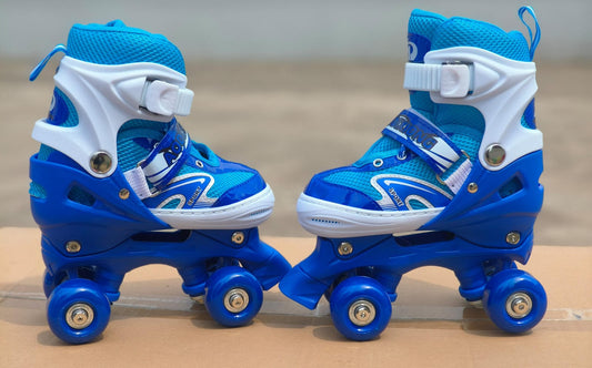 Blue Kids Skates Children Roller Skates Skating Shoes Sliding Adjustable Quad Sneakers 4 Wheels 2 Row Line Outdoor