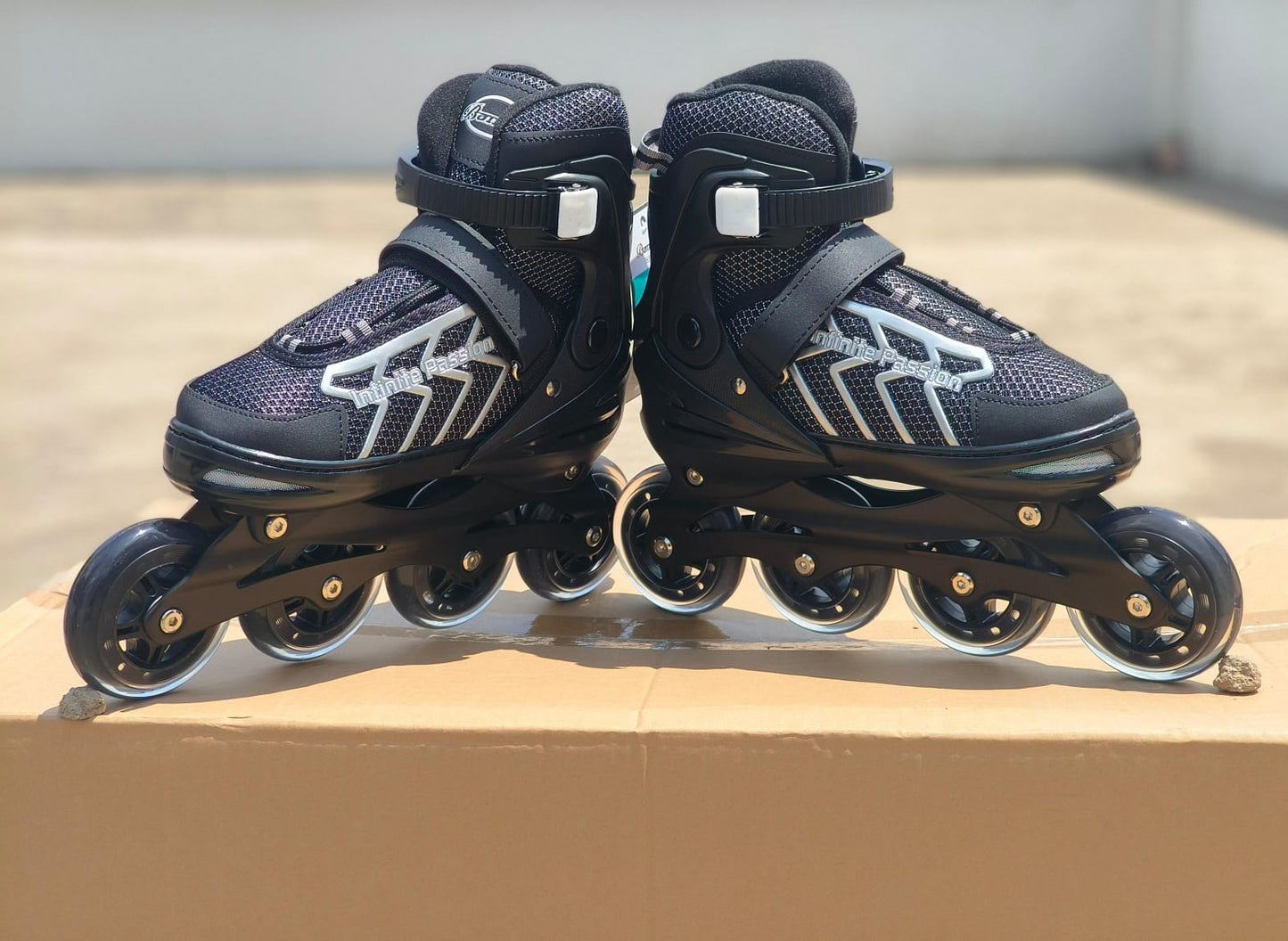 Adjustable Black Speed Roller Skates Shoes